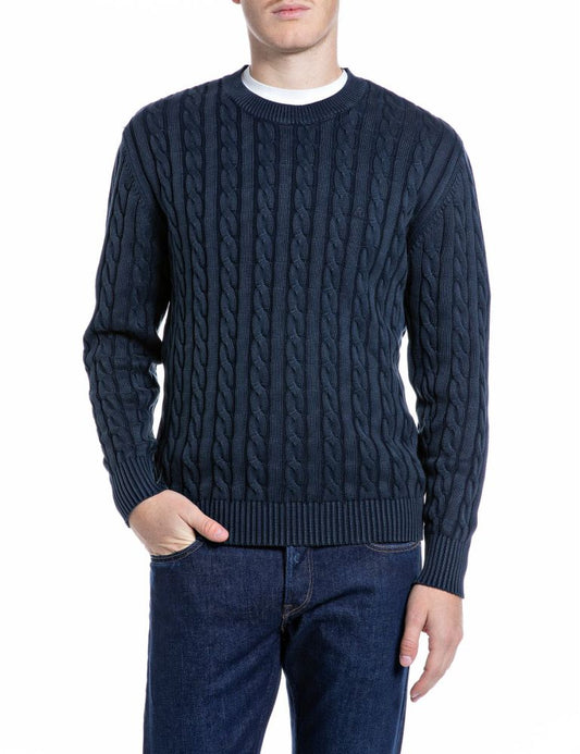 REPLAY Maglione Girocollo a Trecce UK00AX.000.72229G Blu