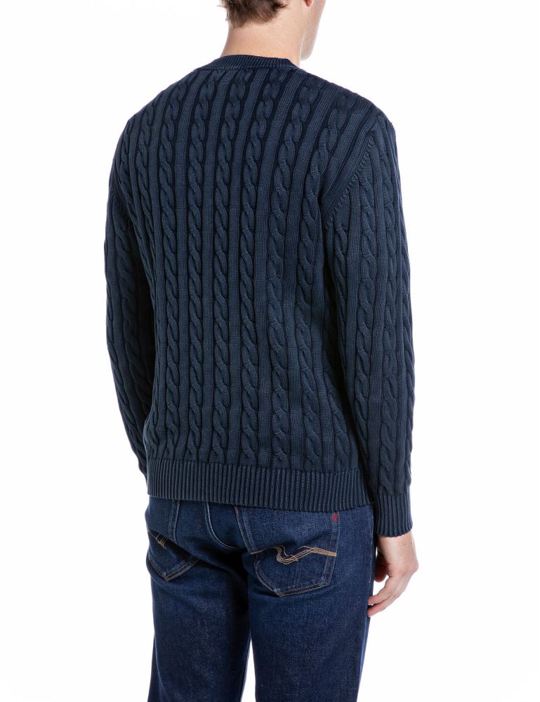 REPLAY Maglione Girocollo a Trecce UK00AX.000.72229G Blu