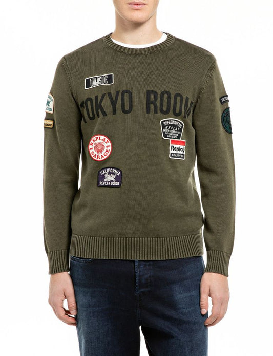 REPLAY Maglione Girocollo con Patch UK00B2.000.72229G Verde