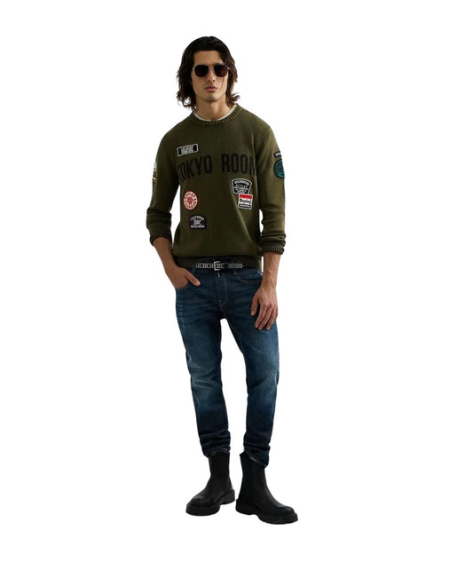 REPLAY Maglione Girocollo con Patch UK00B2.000.72229G Verde