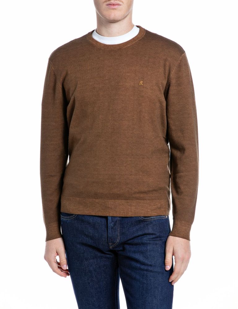 REPLAY Maglione Girocollo in Misto Lana UK00AM.000.723SIG Marrone