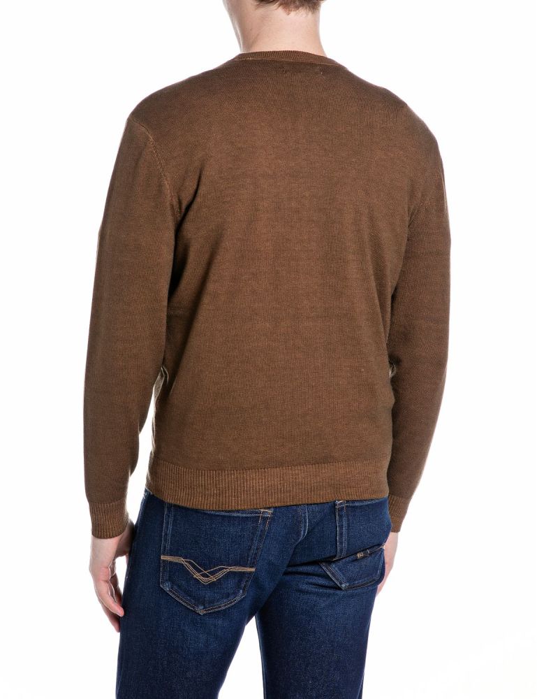 REPLAY Maglione Girocollo in Misto Lana UK00AM.000.723SIG Marrone