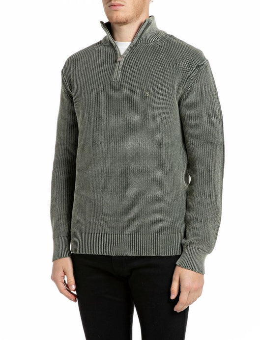 REPLAY Maglione Mezza Zip UK00AU.000.7246IG Verde Militare