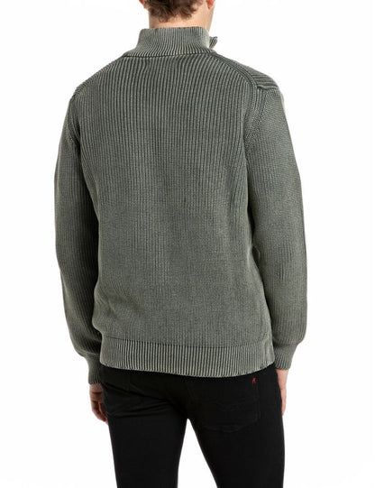 REPLAY Maglione Mezza Zip UK00AU.000.7246IG Verde Militare