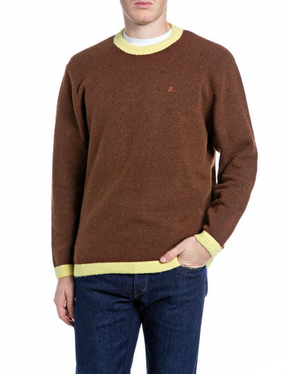 REPLAY Maglione Profili a Contrasto UK0084.000.723ZD Marrone