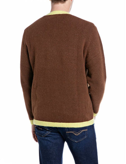 REPLAY Maglione Profili a Contrasto UK0084.000.723ZD Marrone