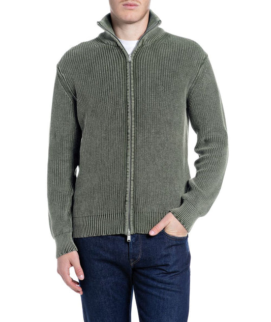 REPLAY Maglione in Cotone Full Zip UK00AV.000.7246IG Verde Militare