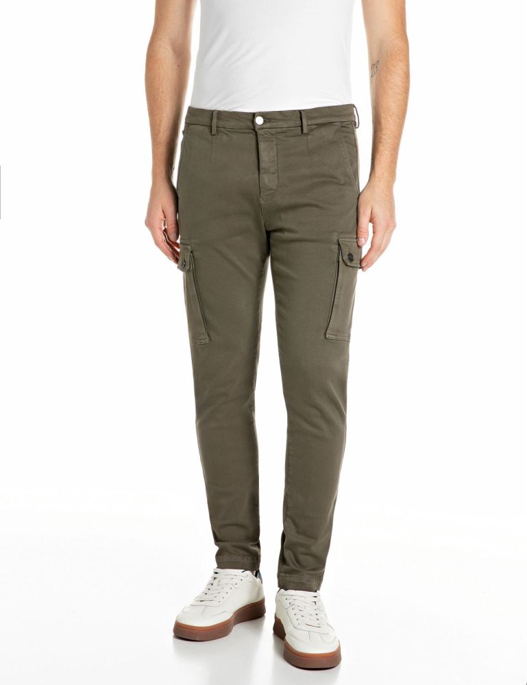 REPLAY Pantalone Cargo Jaan M9649E.000.8366197 Verde Militare