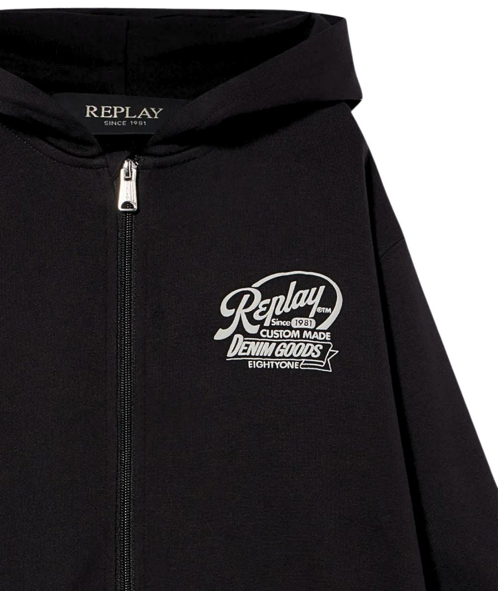 REPLAY & SONS Felpa con Cappuccio e Cerniera SB2723.057.23830 Nero