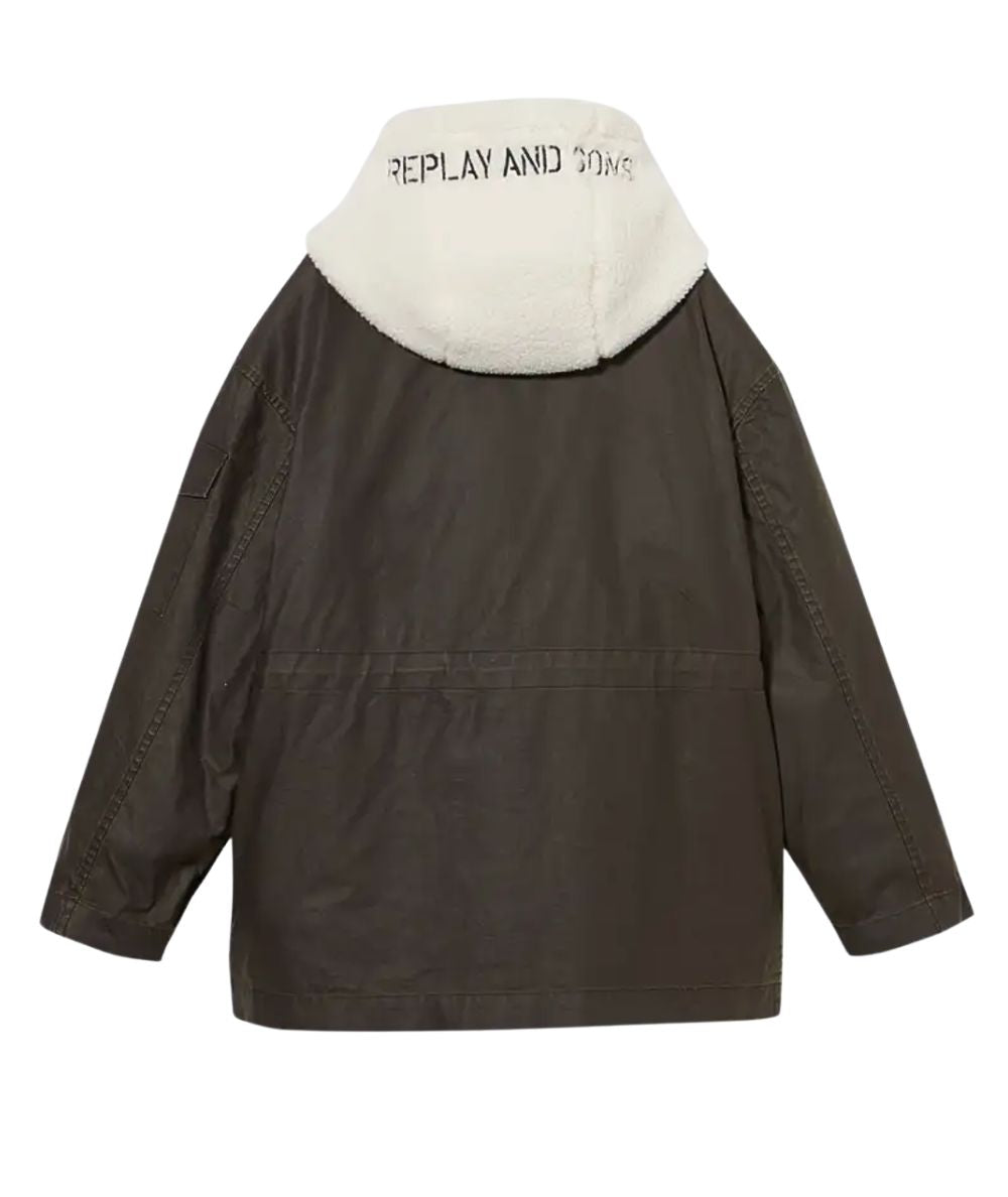 REPLAY & SONS Parka con Imbottura in Teddy SB8224.050.85444 Verde Militare