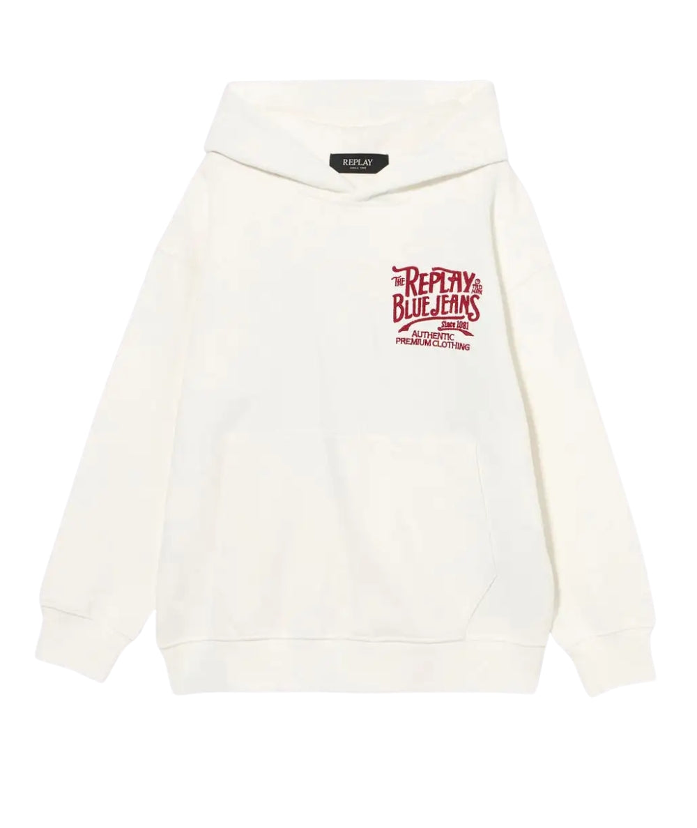 REPLAY & SONS Felpa con Cappuccio SB2457.050.23410 Bianco Latte
