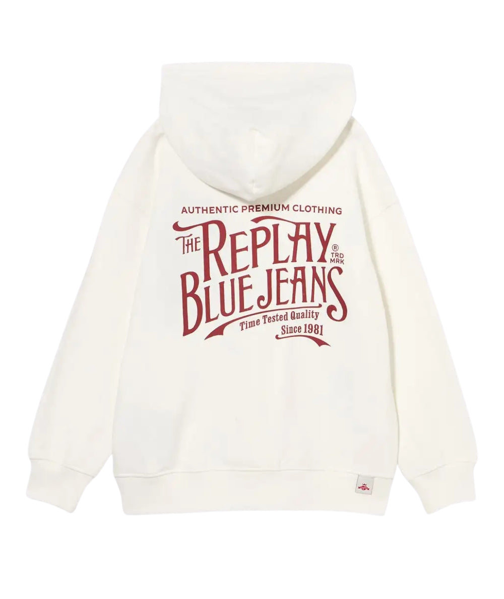 REPLAY & SONS Felpa con Cappuccio SB2457.050.23410 Bianco Latte