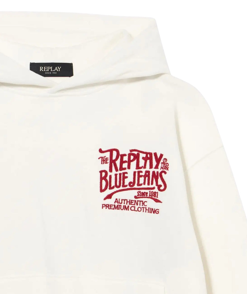 REPLAY & SONS Felpa con Cappuccio SB2457.050.23410 Bianco Latte