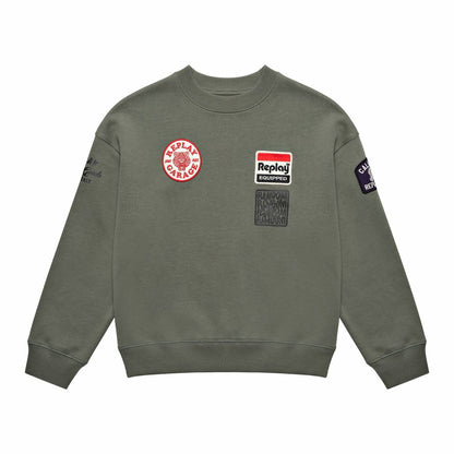 REPLAY & SONS Felpa con Patch e Stampe SB91J4.000.00L35W Verde Militare