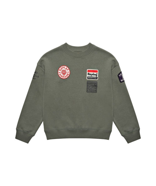 REPLAY & SONS Felpa con Patch e Stampe SB91J4.000.00L35W Verde Militare