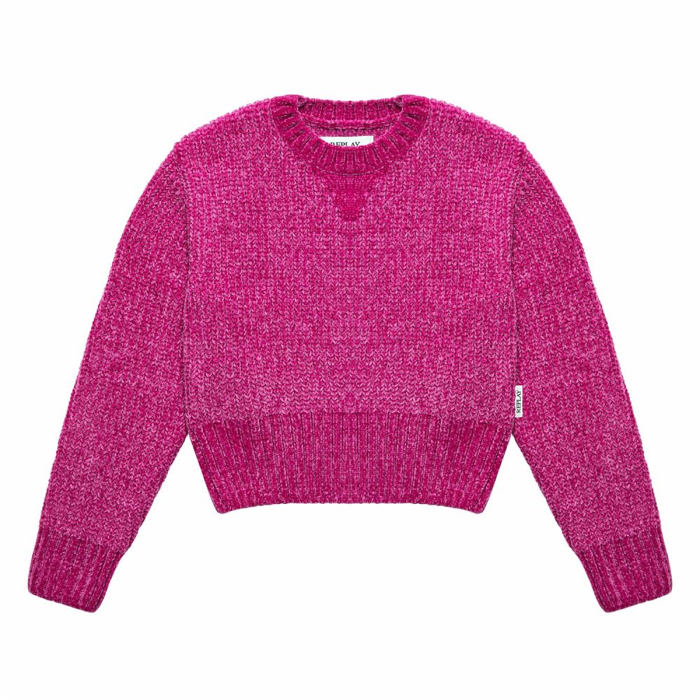 REPLAY & SONS Maglione in Ciniglia SG93AE.051.724AA Rosa Ciclamino