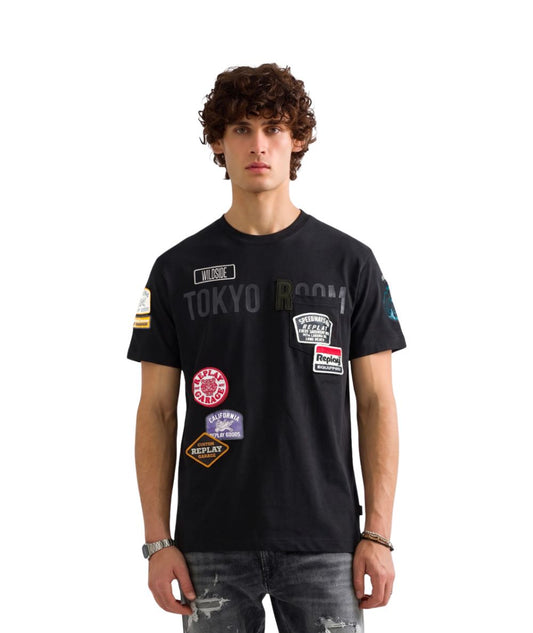 REPLAY T-shirt con Patch e Taschino M13MA.000.7242KW Nero