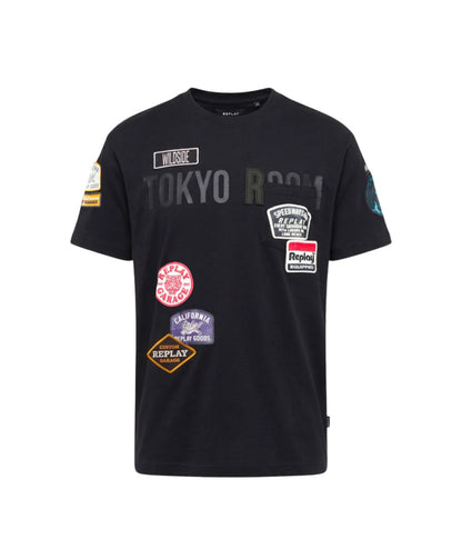 REPLAY T-shirt con Patch e Taschino M13MA.000.7242KW Nero