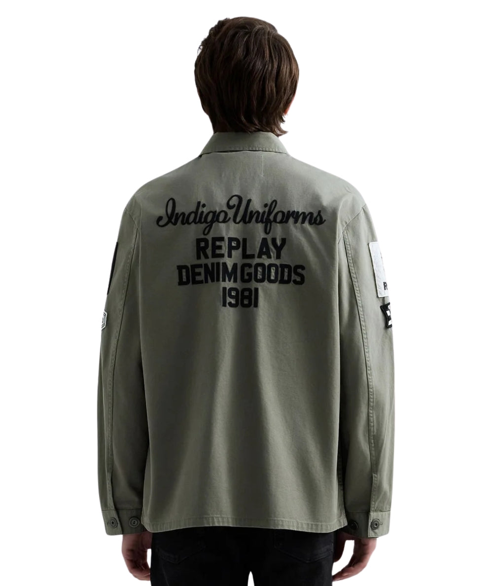 Reaplay Overshirt con Patch all Over M8445C.000.85022N Verde Militare