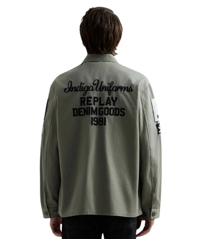 Reaplay Overshirt con Patch all Over M8445C.000.85022N Verde Militare