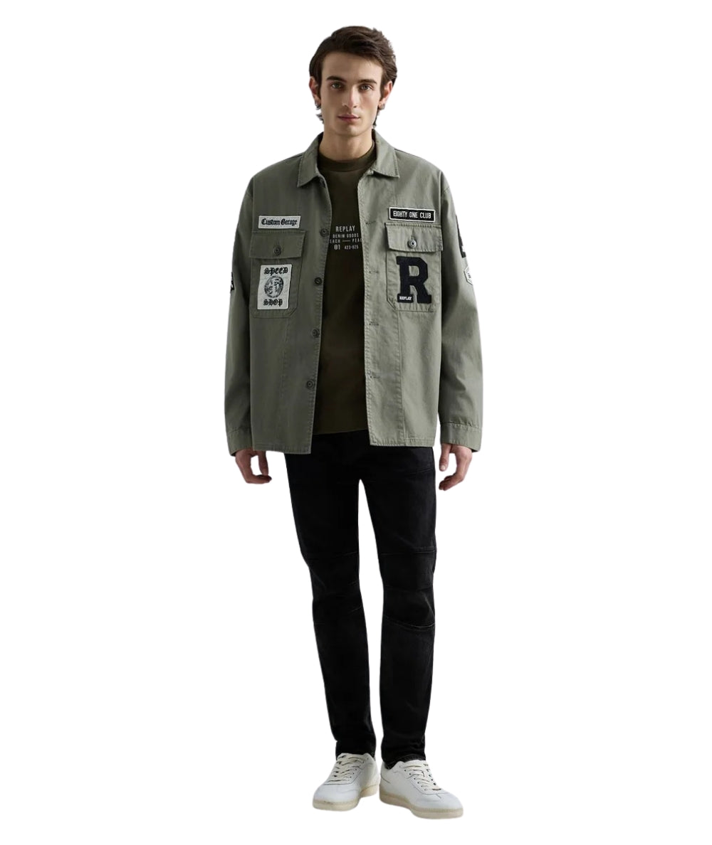 Reaplay Overshirt con Patch all Over M8445C.000.85022N Verde Militare