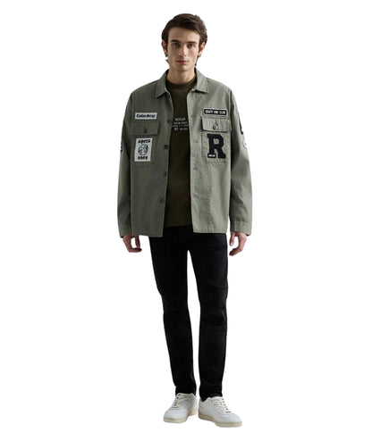 Reaplay Overshirt con Patch all Over M8445C.000.85022N Verde Militare