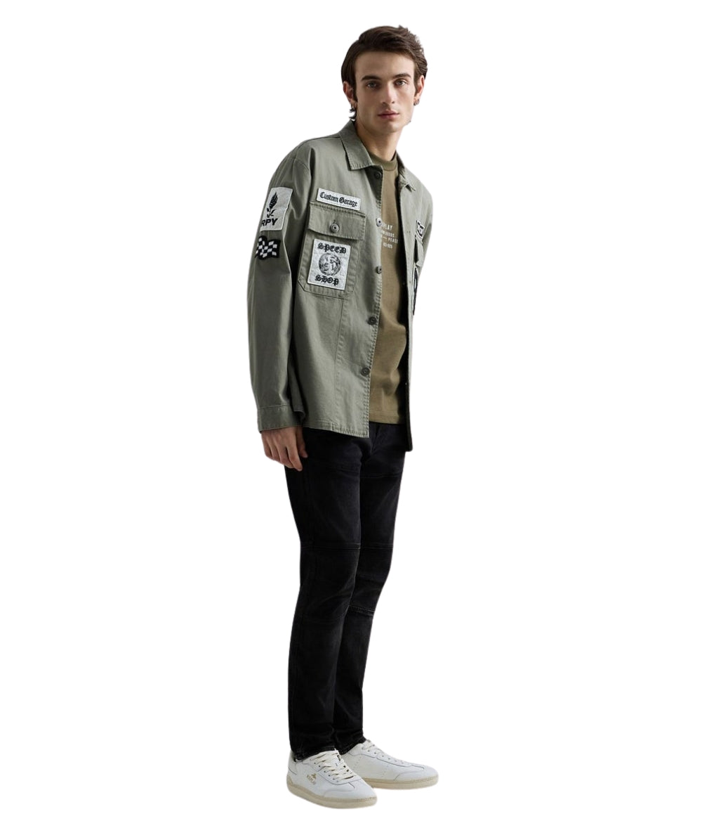 Reaplay Overshirt con Patch all Over M8445C.000.85022N Verde Militare
