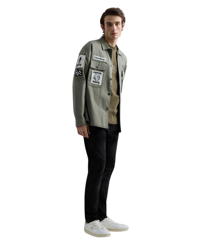 Reaplay Overshirt con Patch all Over M8445C.000.85022N Verde Militare