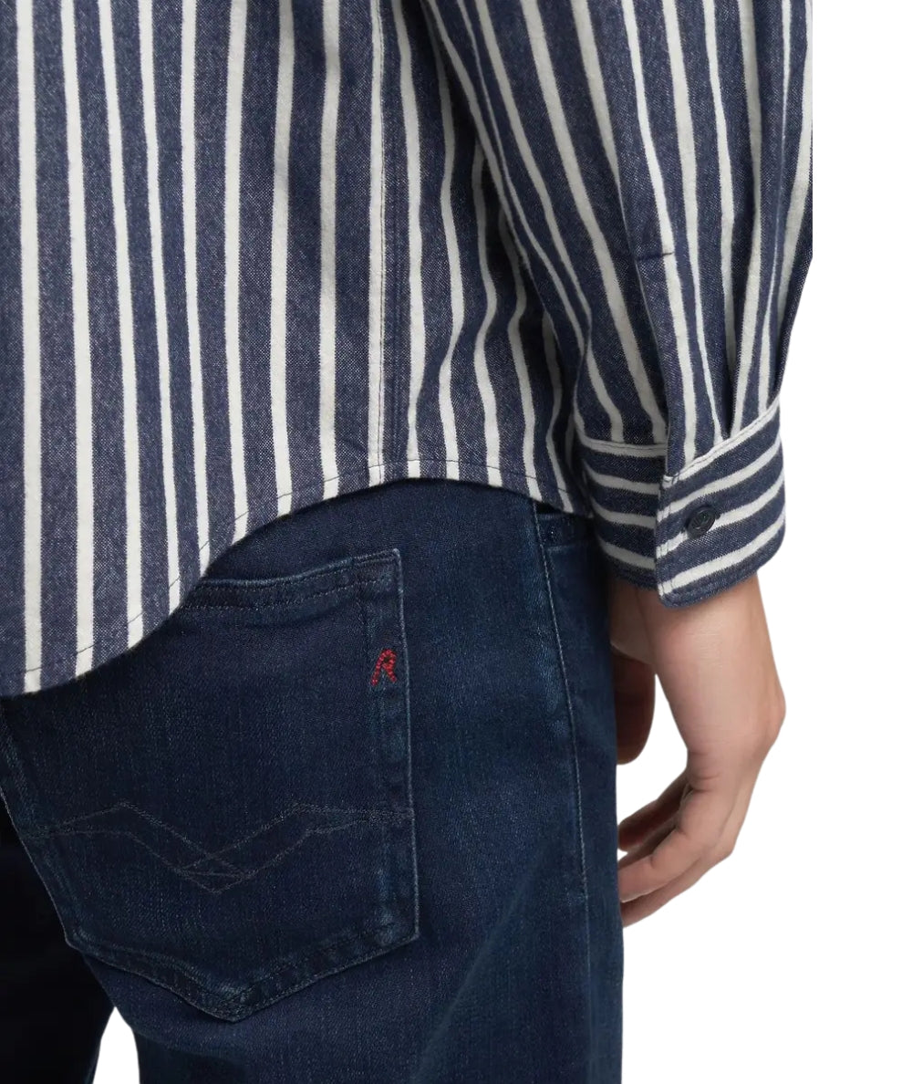 Replay Camicia  M4144.000.52826 Blu Bianco