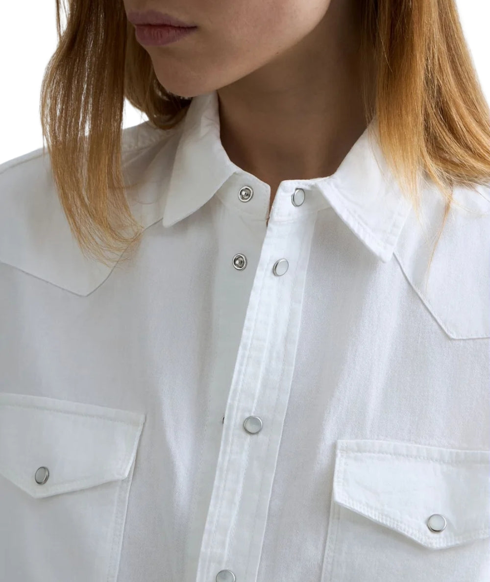 Replay Camicia Smanicata in Leggero Denim W2437.000.84004ET Bianco 