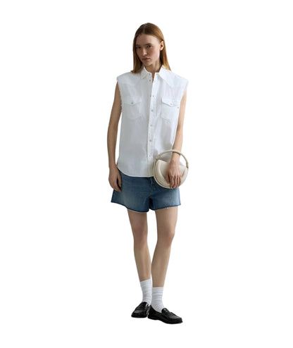 Replay Camicia Smanicata in Leggero Denim W2437.000.84004ET Bianco 