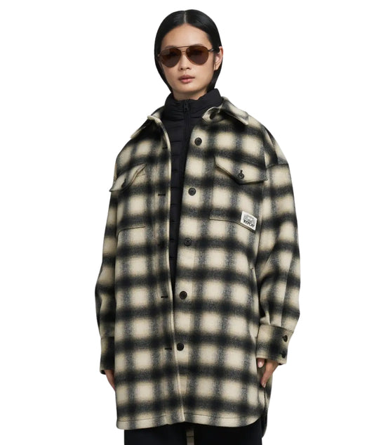 Replay Cappotto Corto Check in Lana W7916.000.52804 Nero Beige Bianco