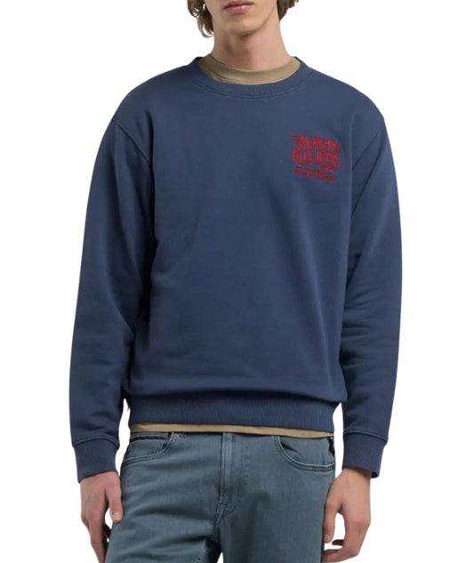 Replay Felpa Girocollo con Ricamo M3072.000.23812 Azzurro