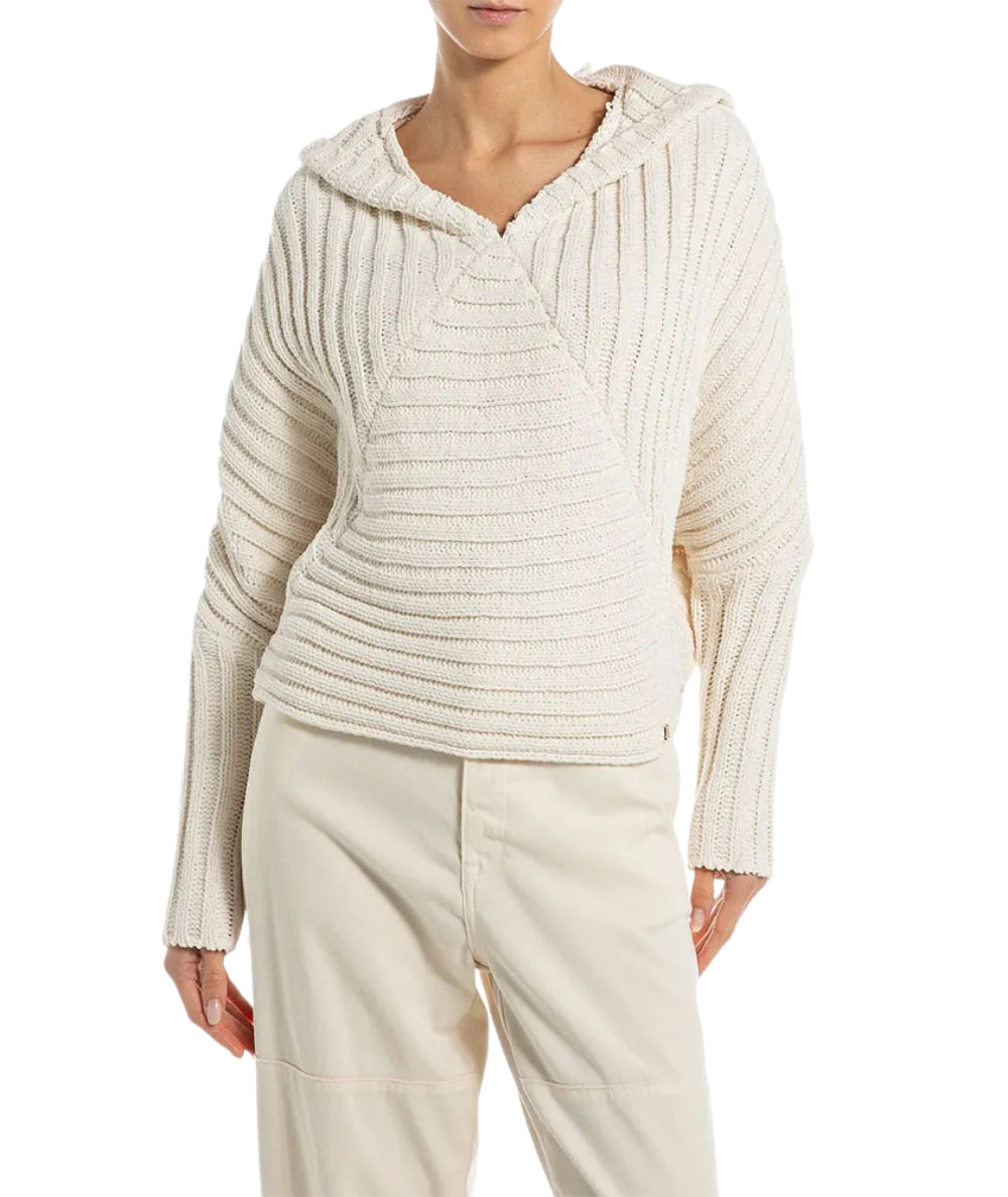 Replay Felpa a Coste in Ciniglia DK3907.000.G22926 Bianco