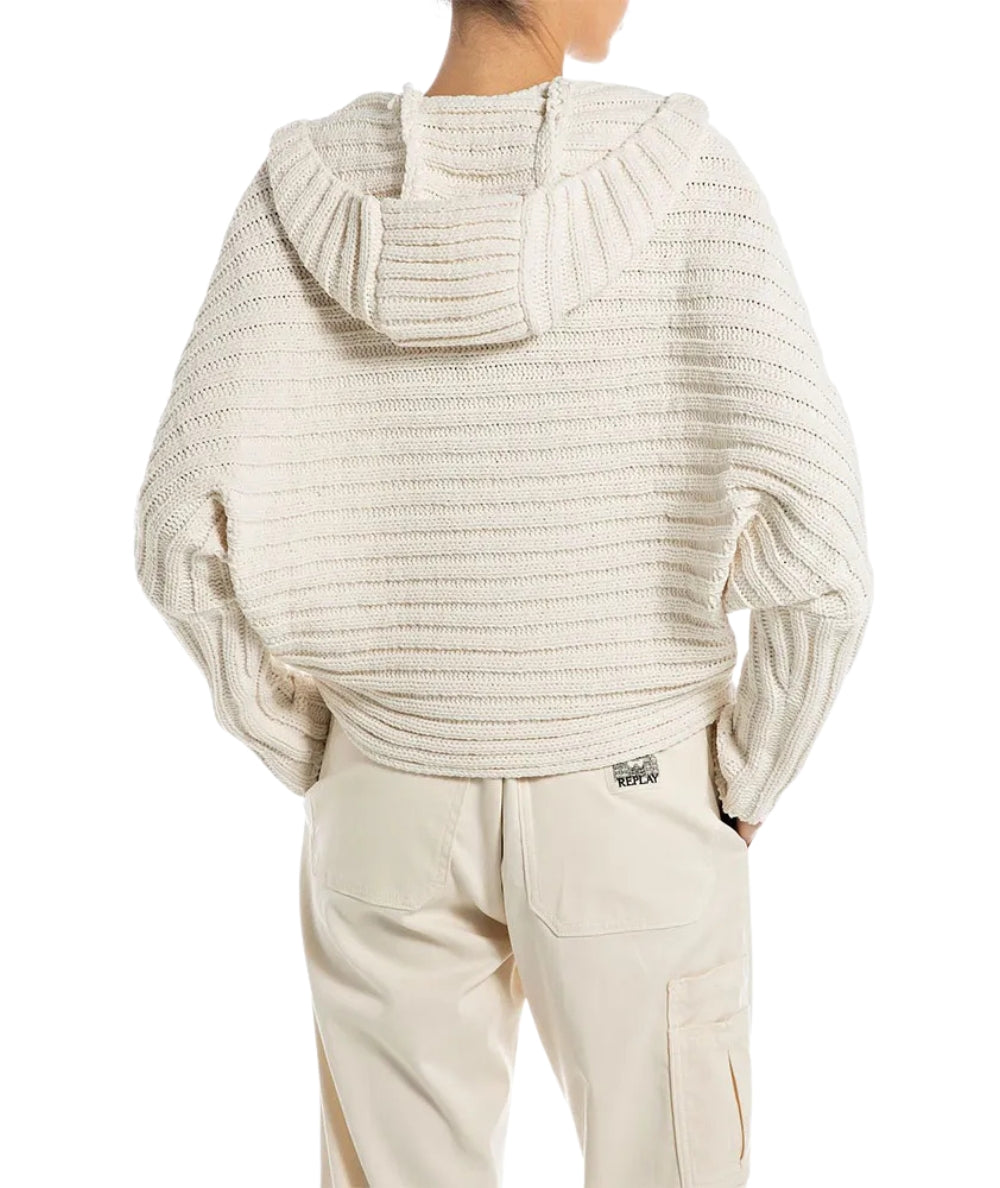 Replay Felpa a Coste in Ciniglia DK3907.000.G22926 Bianco