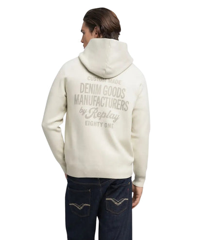 Replay Felpa con Cappuccio e Full Zip UK4879.000.G23896 Bianco
