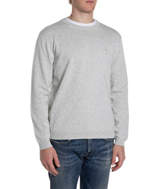 Replay Felpa in Cotone a Girocollo UK4851.000.G22578 Grigio Chiaro