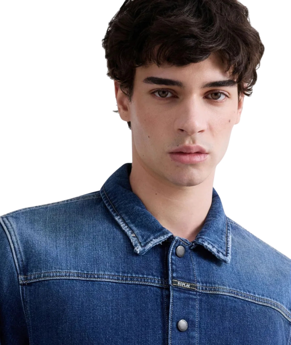 Replay Giacca con Tasche in Denim MV881.000.795100 Denim