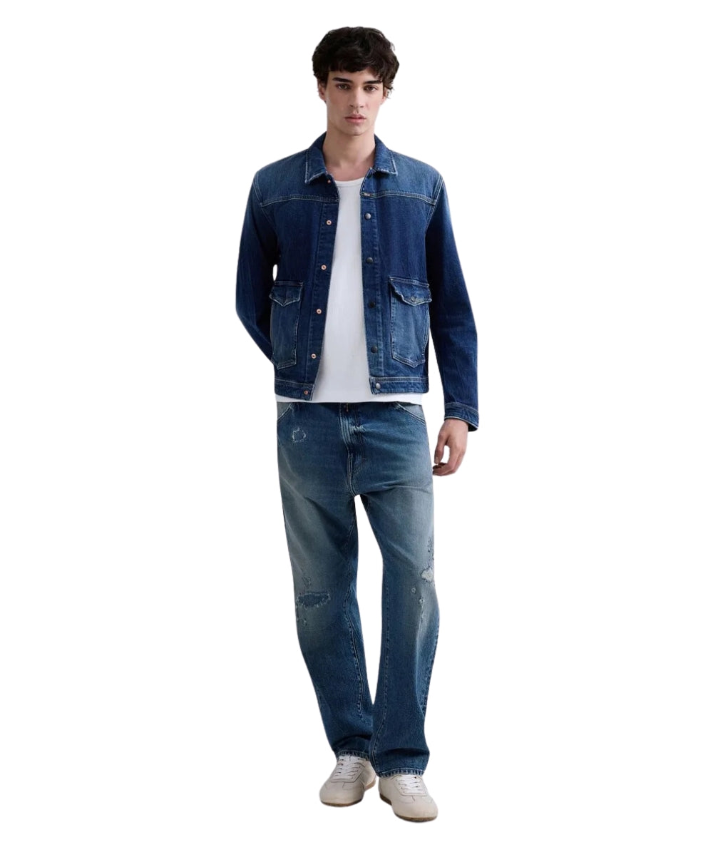 Replay Giacca con Tasche in Denim MV881.000.795100 Denim 