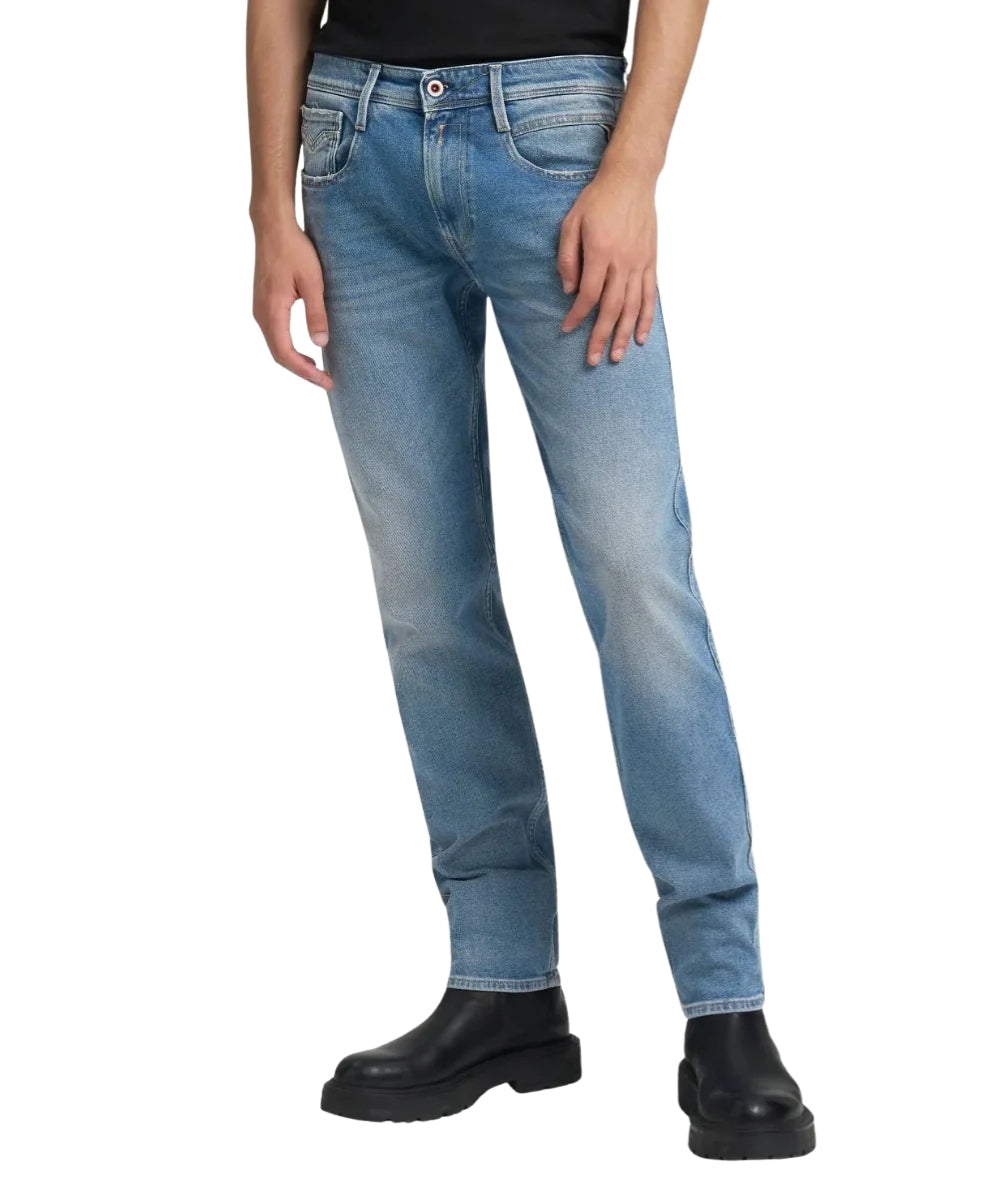 Replay Jeans Anbass Silm Fit in Cotone M914Y.000.519948 Denim Chiaro
