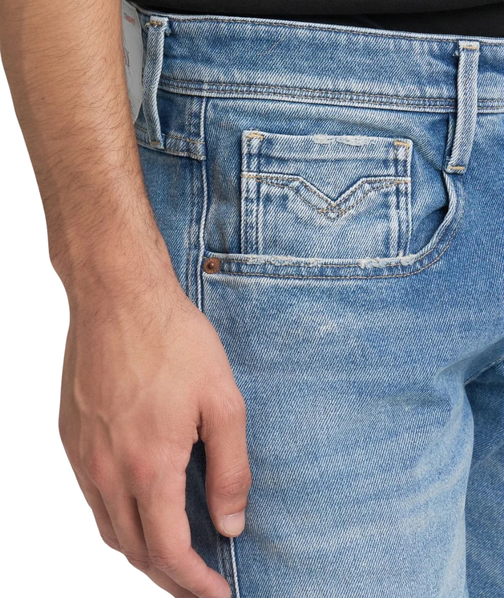 Replay Jeans Anbass Silm Fit in Cotone M914Y.000.519948 Denim Chiaro