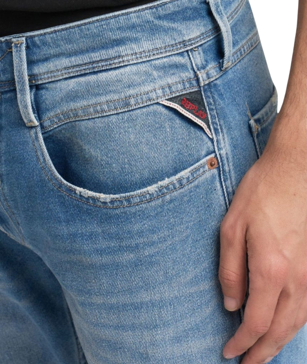 Replay Jeans Anbass Silm Fit in Cotone M914Y.000.519948 Denim Chiaro