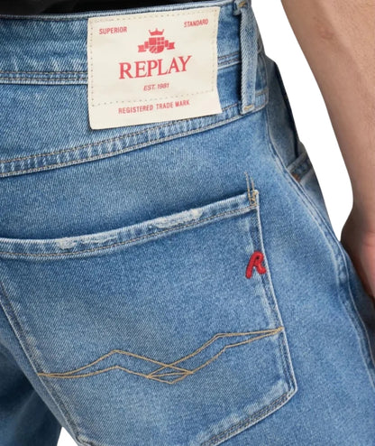 Replay Jeans Anbass Silm Fit in Cotone M914Y.000.519948 Denim Chiaro