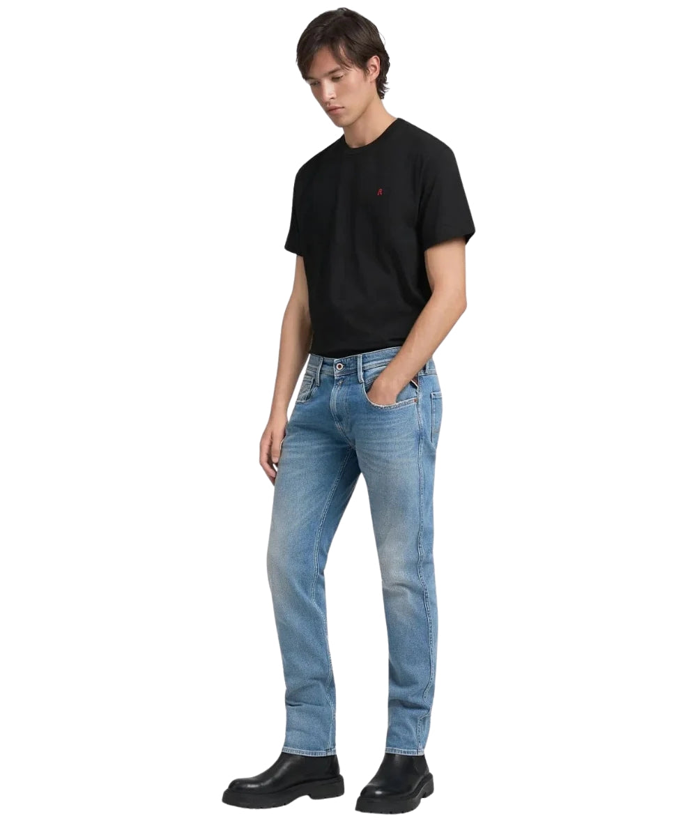 Replay Jeans Anbass Silm Fit in Cotone M914Y.000.519948 Denim Chiaro