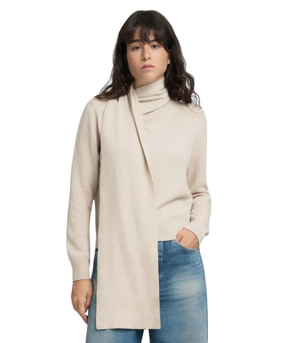 Replay Maglia con Collo a Sciarpa DK3923.000.G22726 Bianco Latte