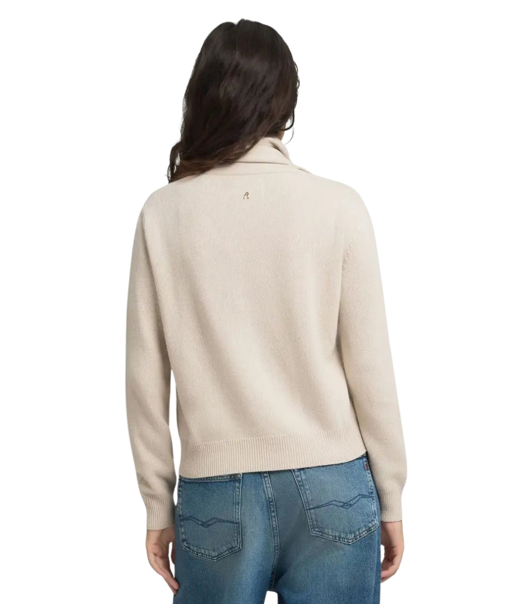 Replay Maglia con Collo a Sciarpa DK3923.000.G22726 Bianco Latte