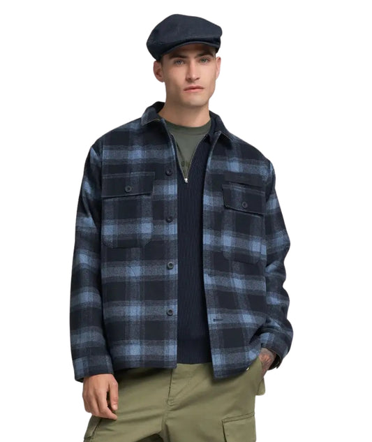 Replay Overshirt Fantasia Check  M8493.000.52808 Blu Navy Azzurro