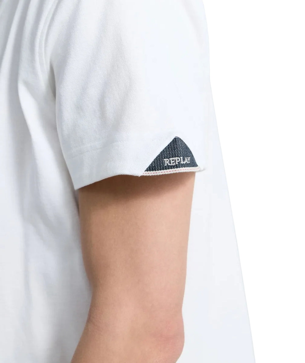 Replay Polo a Maniche Corte in Piquet M3431.000.21868 Bianco