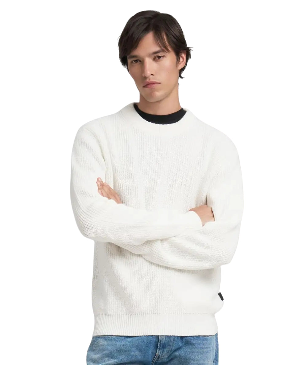 Replay Pullover Girocollo a Costine UK4722.000.G23788 Bianco