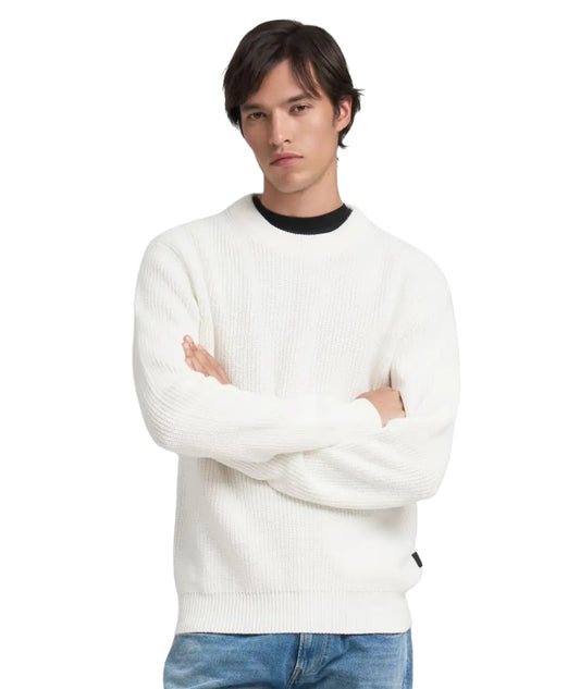 Replay Pullover Girocollo a Costine UK4722.000.G23788 Bianco